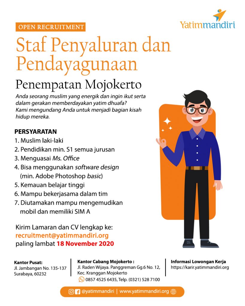 Lowongan Kerja Staf Yatim Mandiri Mojokerto